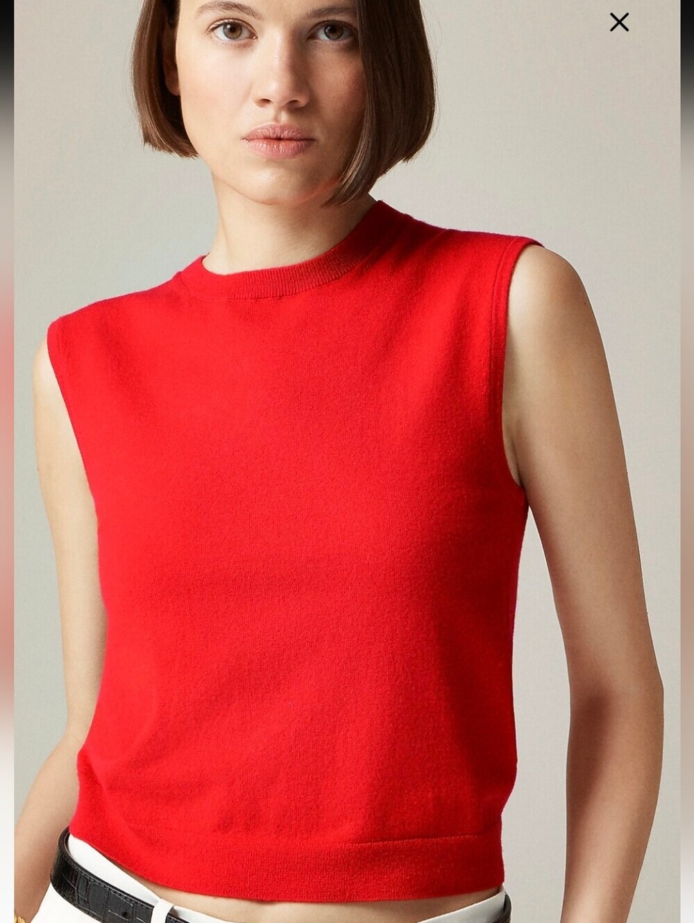 J. Crew Red Cashmere Blend Shell Sweater Vest Sleevekess Keyhole Minimalist